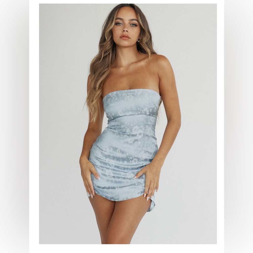 Princess Polly Ramie Strapless Mini Dress in Blue